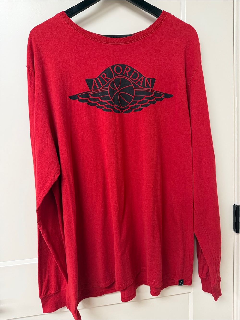 Jordan Red Long Sleeve Air Jordan Logo Tee
